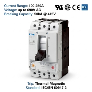 Disjoncteur à boîtier moulé (MCCB) série NZM NZMN2-A160-AS 160A 3P 690V CE CCC ISO pour la distribution d'énergie des centres de données - Product Image 1