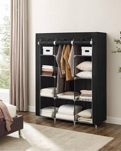 大型収納スペースポールシステムクローゼットオーガナイザー折りたたみ式ファブリッククローゼットモダンで安価でシンプルなプラスチック製ワードローブ - Product Image 3