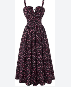 Robe midi florale d'été pour femmes In <span class=keywords><strong>Vogue</strong></span> - Design cintré à la taille - Product Image 1