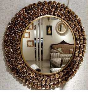 Miroir mural en métal finition or, décoratif pour chambre à coucher, couloir, tailles personnalisées disponibles, prix de gros, élégant, moderne, art déco - Product Image 6