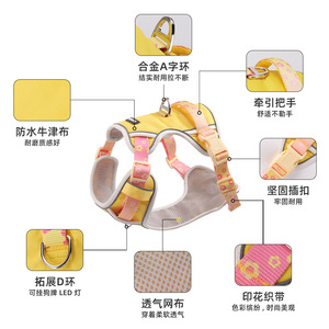 <b>Pet</b> <b>Harness</b> With Leash Adjustable Breathable Polyester For Small Medium Large Dogs Fruit Pattern Buckle Closure - Product Image 4