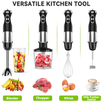 Mixeur Plongeant Électrique 4-en-1 avec Hachoir, Sans BPA, Vitesse Variable, pour Cuisine Domestique et Hôtelière