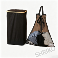 Panier à linge en bambou avec couvercle, panier à linge en tissu Oxford amovible, bac de rangement pliable pour vêtements pour salle de bain