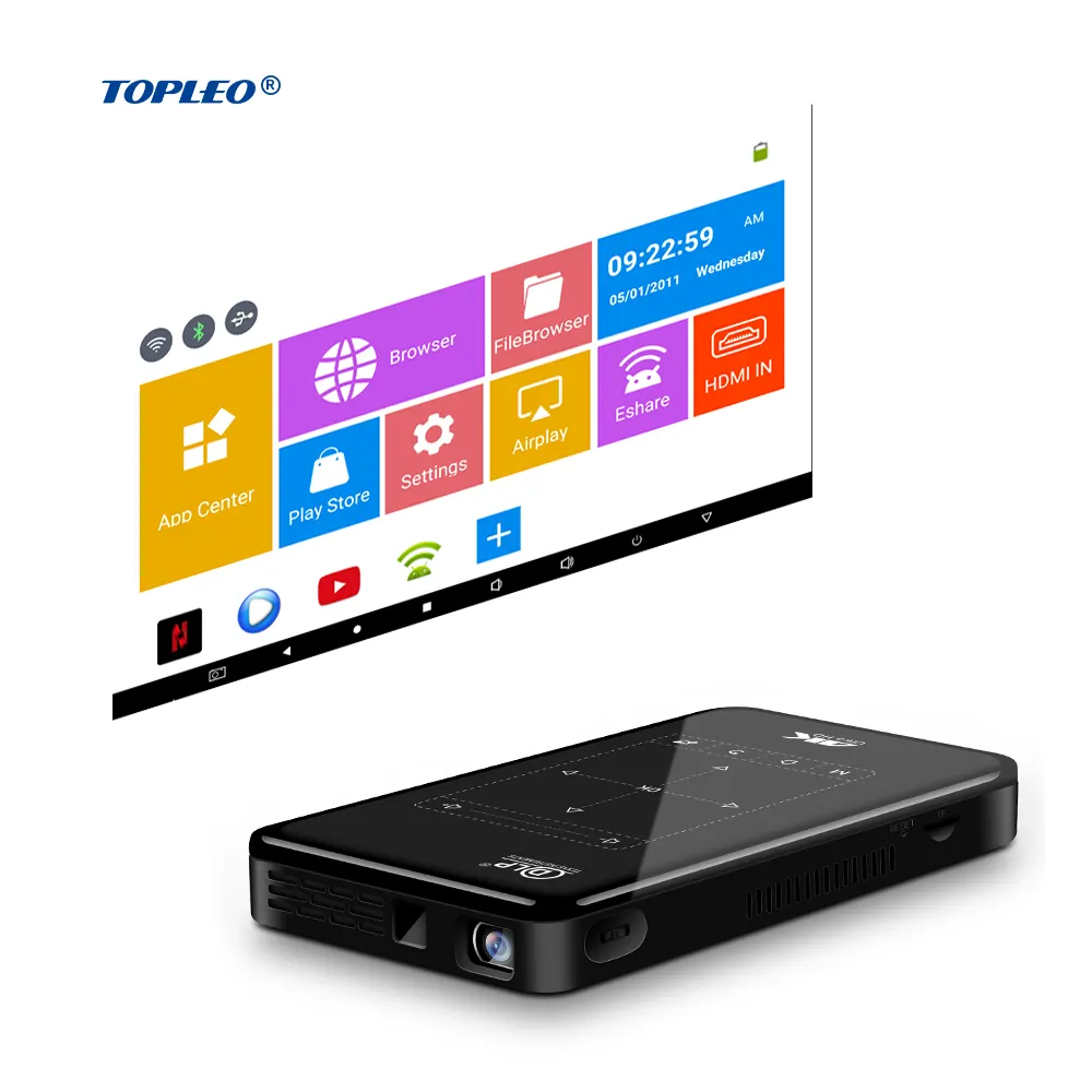 Mini Projector P8 DLP 1080p Smart Android Wifi BT Quad Core Mobile Phone Projector for Home Theater/Outdoor/Meeting