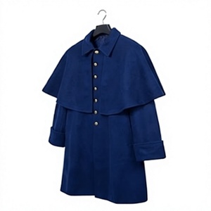 Abrigo de lana azul para hombre, doble botonadura, cuello alto, capa, ropa exterior, logotipo personalizado, uniforme, sobretodo - Product Image 3
