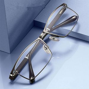 Custom Logo Men Presbyopia Optical Glasses Frames Spring <b>Hinges</b> Stainless Steel Anti Blue <b>Light</b> Reading Glasses - Product Image 2