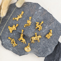 Bijoux en gros Mini or animaux breloques 18k or acier inoxydable renard Lion tigre ours pendentifs pour la fabrication de colliers DIY