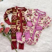 Combinaison décontractée pour bébés garçons et filles en fibre de bambou à manches courtes, motif personnalisé, douce, respirante, écologique, fermeture éclair bidirectionnelle, boutons pression