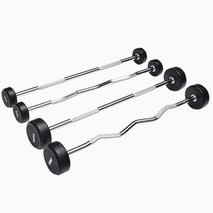 <span class=keywords><strong>Barra</strong></span> de Pesas Recta de Goma Redonda Fija de 10-50 kg, Personalizada por el Fabricante OEM, Juego de Barras para Entrenamiento Físico - Product Image 2
