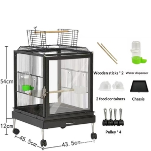 Bird Cage With Aluminum Alloy Base Luxury Large Parrot Cage With Metal House Boxed Packaging - Product Image 2