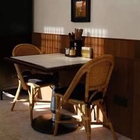 Ensemble table à manger et chaise en rotin de boulangerie à base de bois classique antique