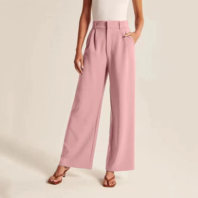 Light Pink Work Palazzo Pants Wide Leg Business Trousers