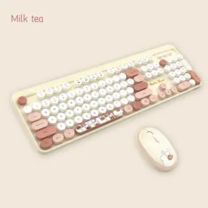 MOFII 2.4G senza fili tastiera e Mouse carine colore rosa cartone animato tastiera e mouse set per l'home office