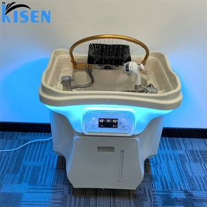 Kisen Bac à shampoing professionnel à double cuve, design sans tuyauterie, pour spa capillaire et thérapie japonaise, avec éclairage - Product Image 2