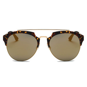 COROLLA Lunettes de soleil demi-cerclées à verres miroir et monture à cornes, forme ronde - Product Image 6