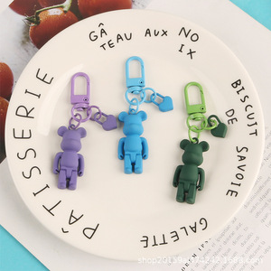 Nuevo corazón coche llavero colgante creativo 3D colorido oso hueco accesorios pareja bolsa Decoración - Product Image 3