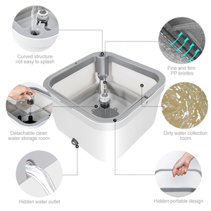 Masthome Stainless Steel Floating <b>Mop</b> Cleaner Magic <b>Mop</b> Spin <b>Dry</b> Cleaning Floor <b>Mop</b> with Dirty Clean Water Separation Bucket - Product Image 2