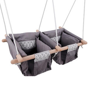 Columpio basculante para niños pequeños de interior y exterior, silla de madera para bebé, asiento de columpio de encaje, lona para gemelos - Product Image 6