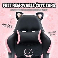 Hello Cat Cute Gaming Chair Ergonomic Computer Chair European Lovely Pink Game Chair With Footrest for Girl