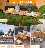 Table de camping pliante en fer – Table de repas portable, résistante à l'eau, réglable en hauteur, pour la plage et la randonnée, mobilier d'extérieur