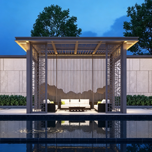 Pavillon chinois moderne minimaliste, gazebo imperméable et anticorrosion pour jardin commercial et cour privée - Product Image 1