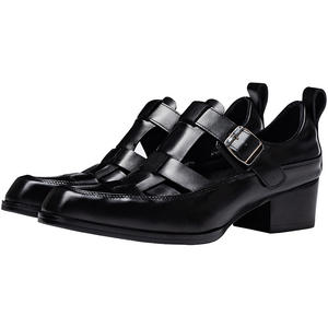 Sandalias de Cuero Genuino para Hombre, Diseño Original, Transpirables, Tejidas, Estilo Romano, Punta Cerrada, Tacón Alto - Product Image 4