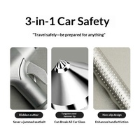 Marteau de sécurité pour voiture avec brise-vitre, coupe-ceinture de sécurité, outil d'évacuation d'urgence 3-en-1 en acier inoxydable