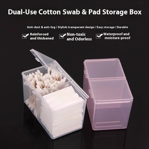 Vente chaude Transparent bureau en plastique <span class=keywords><strong>coton</strong></span>-<span class=keywords><strong>tige</strong></span> conteneur de stockage <span class=keywords><strong>voyage</strong></span> amical Portable divisé en grilles boîte de rangement - Product Image 4