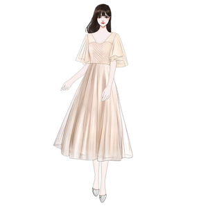 Bridesmaid Dress Champagne Color A-Line Tulle Sweetheart Neckline Long Formal Evening Dress For Wedding Party Graduation - Product Image 3