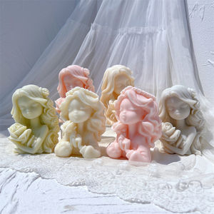 Cetakan lilin patung peri bunga 2 desain cetakan lilin anak perempuan plester patung semen kerajinan silikon cetakan lilin kedelai bentuk anak perempuan - Product Image 4