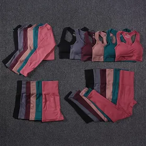 4 Potong Pakaian Olahraga Gym Wanita, Set Pakaian Kebugaran Pinggang Tinggi Gym Kebugaran Olahraga Tanpa Kelim
