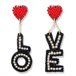 Nueva gran oferta, moda de alta calidad, pendientes hechos a mano con cuentas para el Día de San Valentín, pendientes de corazón con letras LOVE, bohemios - Product Image 5