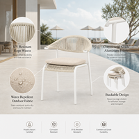 Chaise de salle à manger d'extérieur empilable moderne en corde tressée, mobilier de patio avec structure en aluminium, sièges de jardin pour hôtel, restaurant, complexe hôtelier