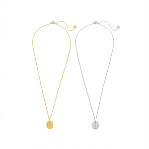 Collar con Colgante de Cristal de 10x15cm, Letra H, Engaste en Bisel, Acero, Tono Plateado y Dorado, Minimalista, para Uso Diario - Product Image 2