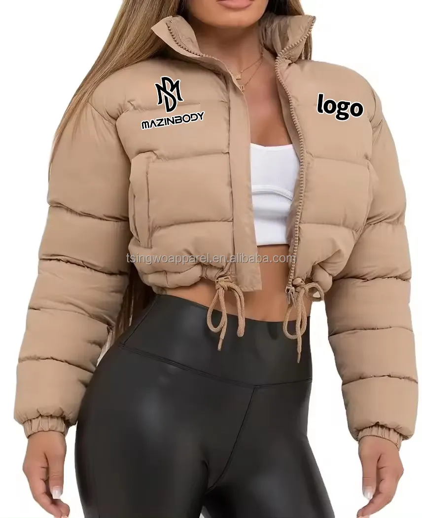 Puffer Jacket Crop Top Embroidered For Women Cold Weather Short Jacket With Full Customization On Trending