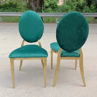 Chaises de banquet en or bon marché pour l'extérieur Chaises d'événements et de fêtes Chaises de mariage vertes de luxe empilables 2-en-1
