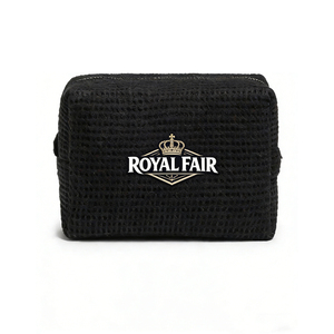 Pochette de toilette en coton texturé gaufré, minimaliste, avec logo personnalisé Royal Fair, sac de rangement polyvalent pour voyage et cosmétiques - Product Image 3
