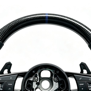 Volant de voiture sport en cuir et fibre de carbone à fond plat personnalisé pour <span class=keywords><strong>Audi</strong></span> S6 S7 A4 A5 A6 A7 Q3 Q5 <span class=keywords><strong>A3</strong></span> S3 S8 R8 2015 2016 - Product Image 3