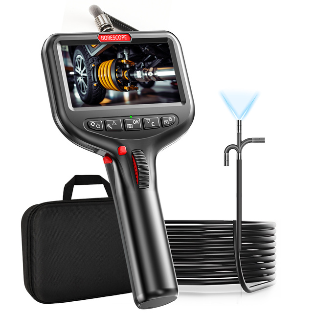 OEM/ODM Industrial Video Borescope 3.9mm Single Lens 1m Elastic Hose 4.3Inch Articulated Endoscope Pipe Inspection Camera System