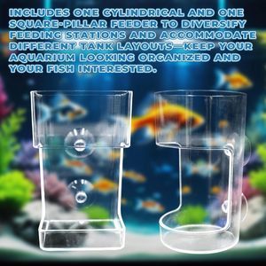Mangeoires carrées en plastique acrylique avec ventouse Tubes d'alimentation d'aquarium flottants-coulants creux pour les porte-aliments pour poissons de crevettes - Product Image 5