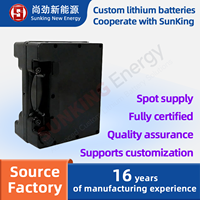 Batterie SUNKING 24V 20Ah 18650 avec coque en plastique, 800 cycles, pour fauteuil roulant et dispositif extérieur, source d'alimentation de secours