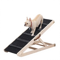 Rampe pliable en bois pour chien - Forme triangulaire, hauteur réglable en 6 positions (12-24 pouces), tapis antidérapant, portable pour lit/canapé/voiture