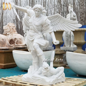 Famosa Estatua de Mármol Blanco del Arcángel San Miguel y Demonio para <span class=keywords><strong>Iglesia</strong></span> - Product Image 5