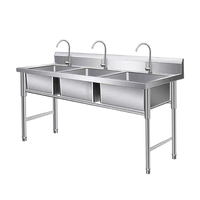 Évier de cuisine Triple Sus trois portes d'usine une en acier inoxydable inclus comptoir de cuisine personnalisé à gratter sans