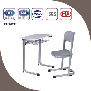 High Quality Modern Fixed Single School Furniture <b>Desk</b> Chair Set Steel+Plywood+MDF+Plastic Construction Custom Color PT-307E Stu - Product Image 3