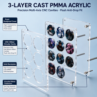 Support de Présentation pour Figurines Anime 75mm avec Autocollants Étoiles Anime, Boîte de Rangement en Acrylique à Grille, Organisateur