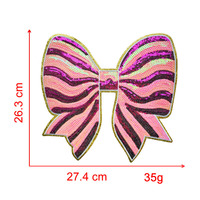 Patchs à paillettes en gros à repasser, accessoires vestimentaires pour femmes, grand nœud papillon rose, patchs en chenille cerise pour femmes, t-shirt, cadeau