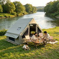 Tente en toile pour le camping en plein air, abri de camping portable imperméable avec tente gonflable pour le camping en plein air