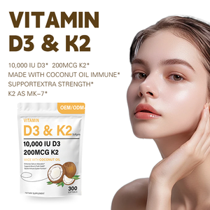 Gélules de Vitamine D3 K2 10000 UI 200 µg à l'Huile de Coco pour la Santé Osseuse et le Soutien Immunitaire, 300 Unités - Product Image 3