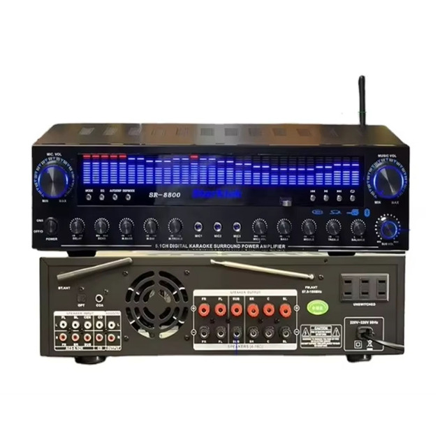 Home 5.1 Channel 1500W Blue Karaoke Amplifier SR-8800 with High Power Digital Coaxial Remote Control HiFi Sound Audio System